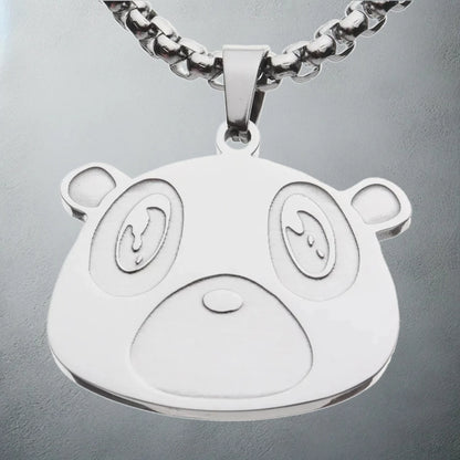 Kanye West College Dropout Bear Silver Pendant Necklace