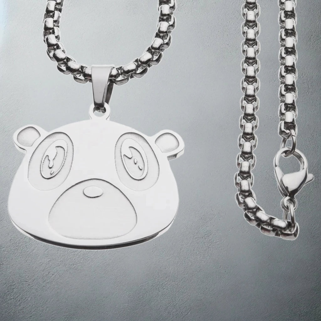 Kanye West Graduation Bear Silver Pendant Necklace