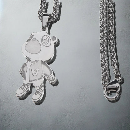 Kanye West Silver Bear Pendant Necklace on Chain